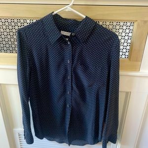 Equipment Signature Silk Shirt. Black Polka Dot Button Down Size XS